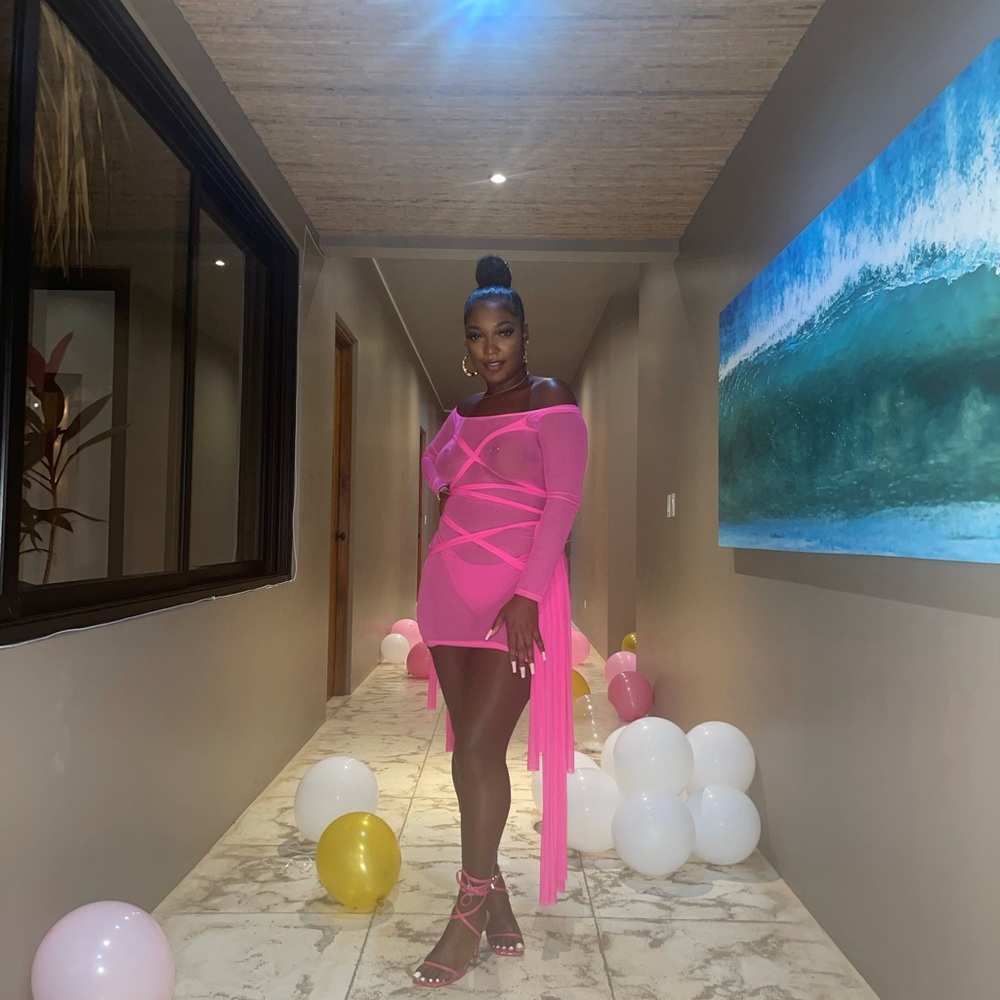 See through Pink Mya mesh dress